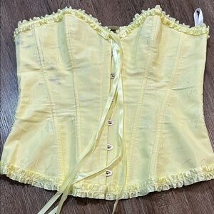 Yellow Lace-Up Corset Top